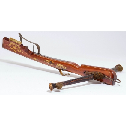 Hunting crossbow made of cherry wood and bone