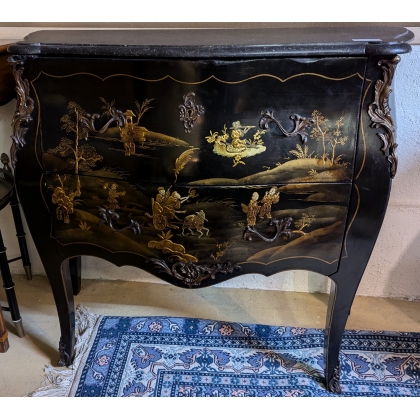  Commode laque noir décor chinois. sur  Moinat SA  - Antiquités décoration