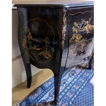  Commode laque noir décor chinois. sur  Moinat SA  - Antiquités décoration