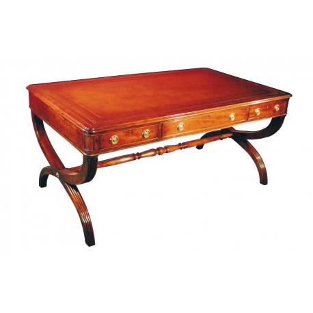 Mahogany desk, X-shaped legs, top by  Moinat SA  - Antiques and home décor