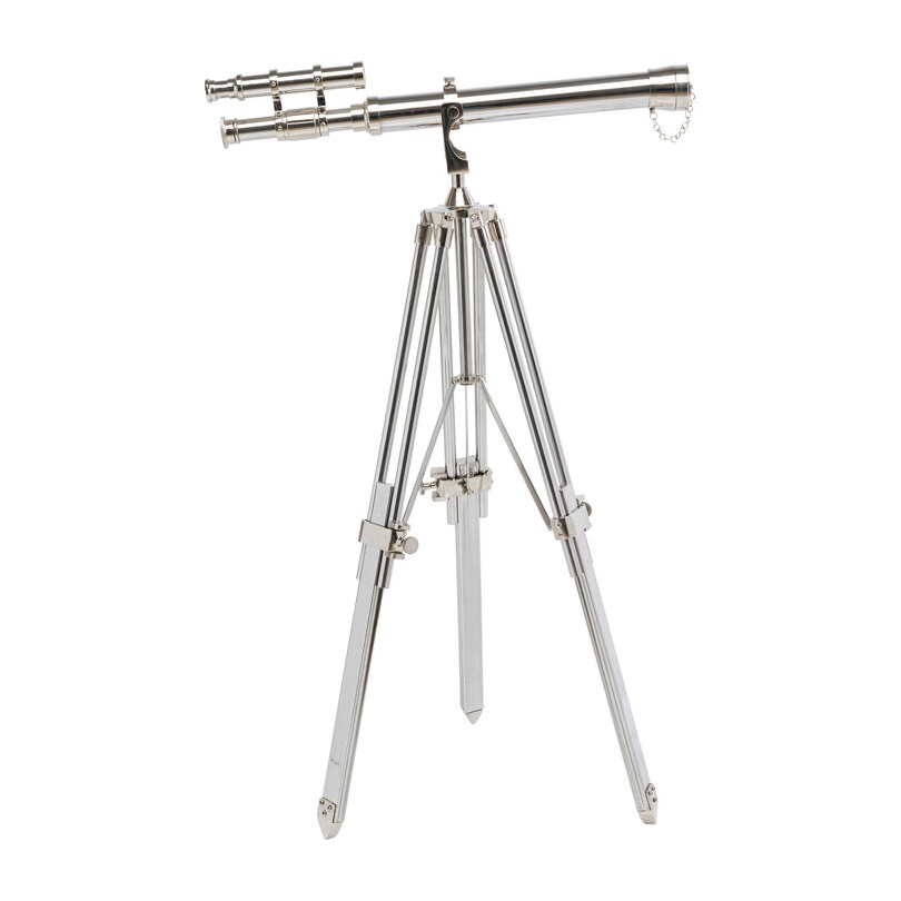 Decorative chrome-plated metal telescope