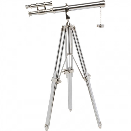 Decorative chrome-plated metal telescope