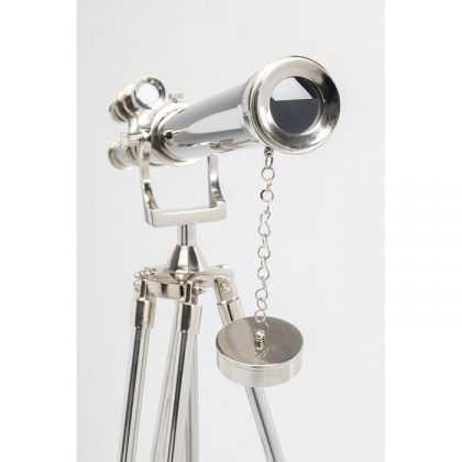 Decorative chrome-plated metal telescope