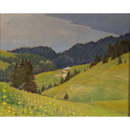 Pastel "Lac Léman" signé F. BIRBAUM