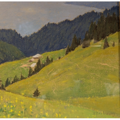 Pastel "Lac Léman" signé F. BIRBAUM