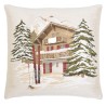 "Winter chalet with skis" cushion