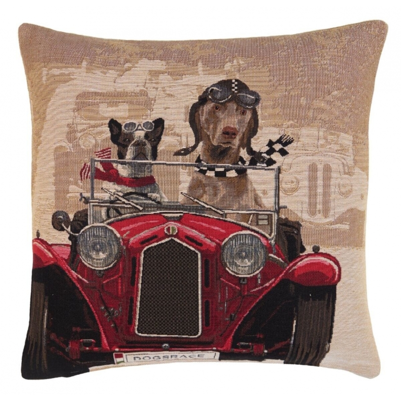 "Racing Dogs" cushion – red