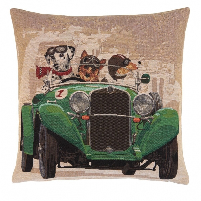'Racing Dogs' cushion – green