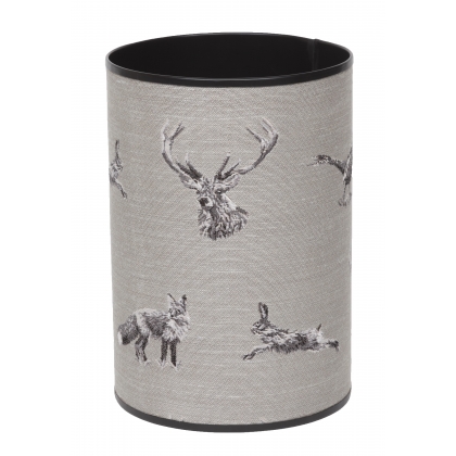 Corbeille à papier ronde en tapisserie \"Chasse\"