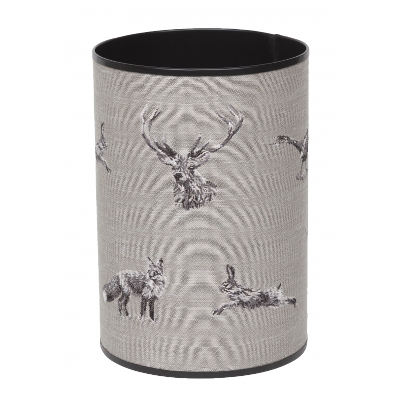Corbeille à papier ronde en tapisserie \"Chasse\"