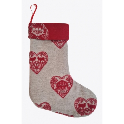 Bas de Noël en tissus \"Découpage\" rouge