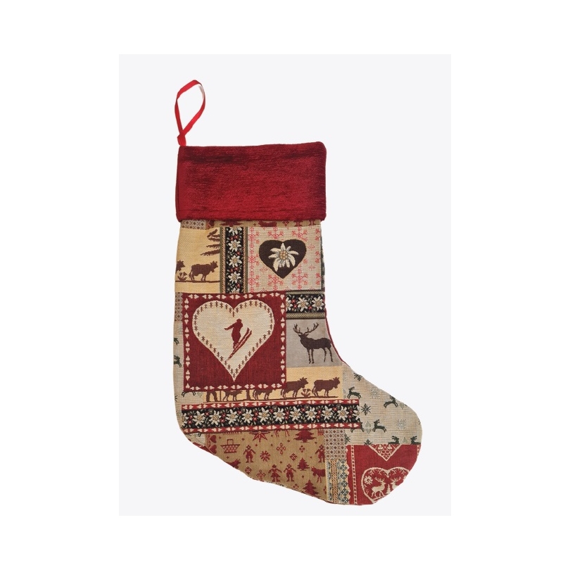 Bas de Noël en tissus \"Patchwork\"