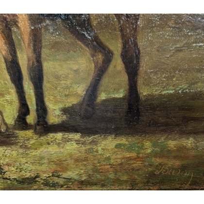Paintings | French oil painting on panel by Moinat SA  - Antiques and home décor