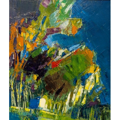 Tableau \"Bord de rivière\" signé L. VAJDA