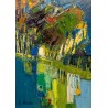 Tableau \"Bord de rivière\" signé L. VAJDA