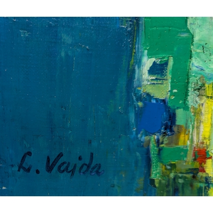 Tableau \"Bord de rivière\" signé L. VAJDA