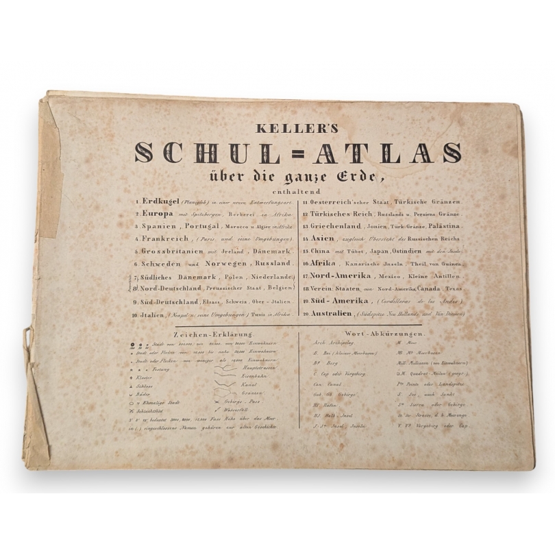 Livre \"Keller\'s Schul-Atlas\"