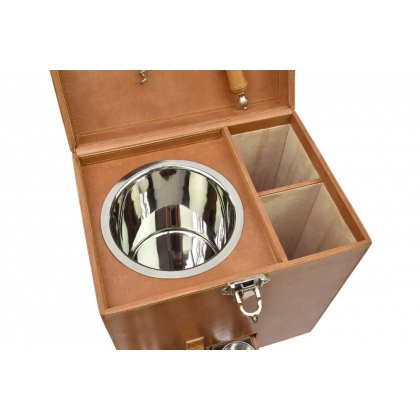 Beige leather travel minibar