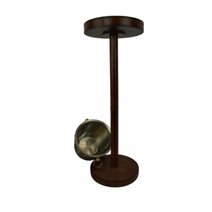 Leather-covered metal champagne bucket on a stand