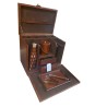 Portable cognac-coloured leather bar