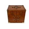 Portable bar in havana-coloured leather
