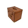 Portable bar in havana-coloured leather