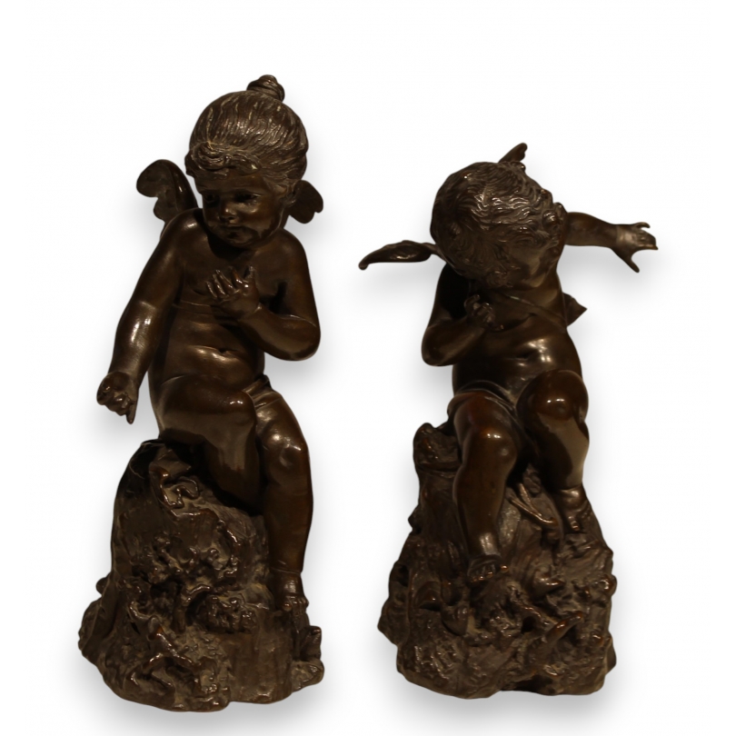 Paire de sculptures Anges signées A. MAYER