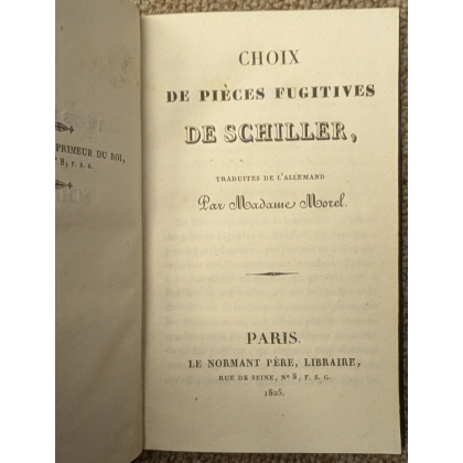 Livre \"Pièces fugitives\" de Schiller