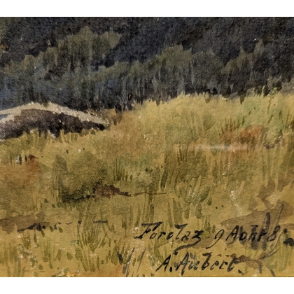 Aquarell „La Forclaz“, signiert mit „A.“ auf Moinat SA – Antiquitäten und Dekorationsgegenstände – Gouachen, Aquarelle, Pastelle