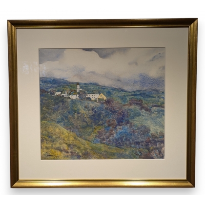Gouache "Le couvent de Fahr" signée Hugo FREY 1917