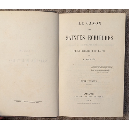 Livre \"Le Canon des Saintes Ecritures\"