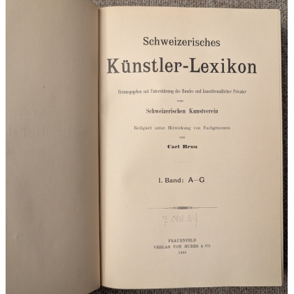 Livre \"Schweizerisches Künstler-Lexikon\" par Brun