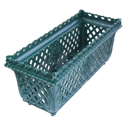 Mansart rectangular planter in green cast iron