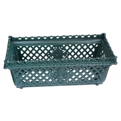 Mansart rectangular planter in green cast iron