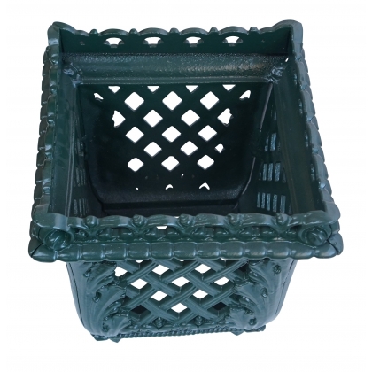 Jardinière carrée Mansart en fonte vert sapin
