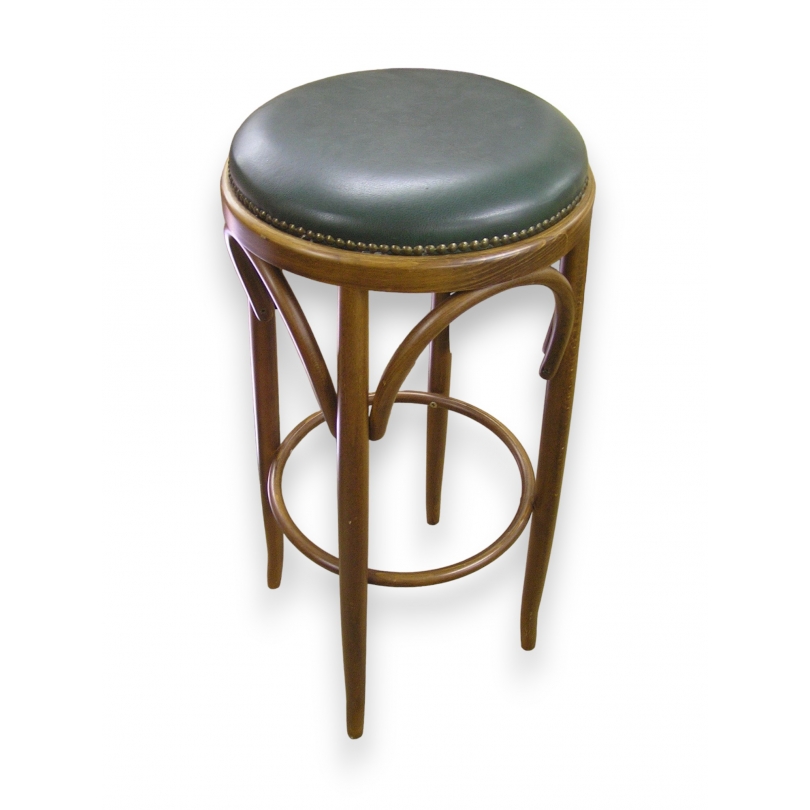 Upholstered bar stool with leather insert at Moinat SA – Antiques and home décor