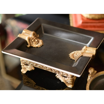 Black and bronze porcelain ashtray