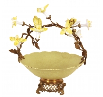 Coupe ronde en porcelaine jaune