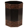 Octagonal wastepaper bin made of black sheet metal