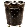 Round black sheet metal wastepaper basket with stars