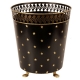 Corbeille à papier ronde en tôle noire étoiles