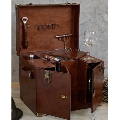 Vintage leather bar trunk