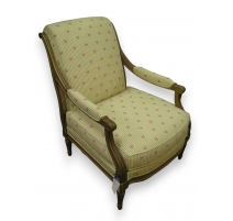 Fauteuil style Louis XVI recouvert de tissu jaune