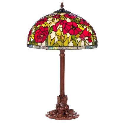 Lampe style Tiffany, décor coquelicots