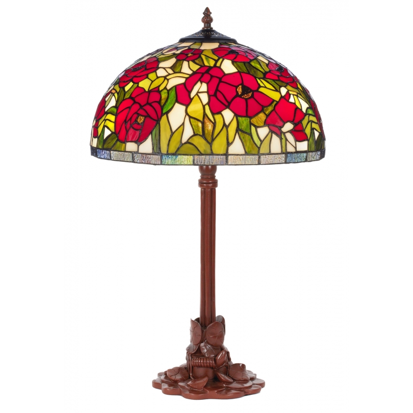 Lampe style Tiffany, décor coquelicots