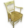 Fauteuil paillé en bois peint
