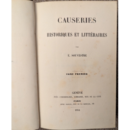 Livre "Causeries Historiques et Littéraires"