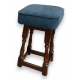 Tabouret en bois recouvert de velours bleu