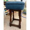 Wooden stool with purple fabric from Moinat SA – Antiques and home décor
