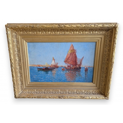 Tableau \"Bord de mer\" signé HOUBEN